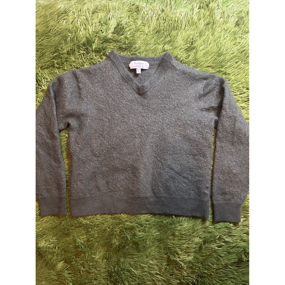 Turnbury Sweater Kids L Gray Merino Wool V-Neck Classic Pullover Knit‎  Soft
